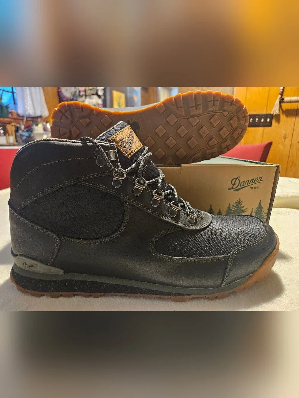 Danner Black and Brown Lace-Up Hiking Boots